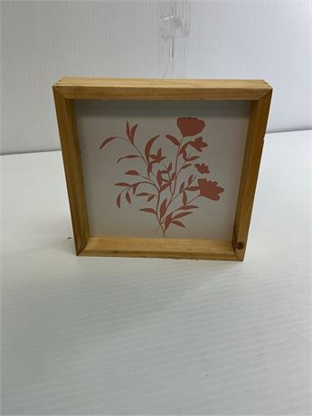 Petit cadre mural fleur rose 17cm