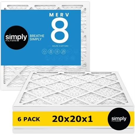 LOT DE 6 - Filtre Simply Filters 20 x 20 x 1 MERV 8 MPR 600