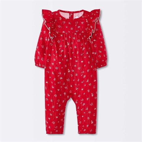 Combi floral Noël bébé filles Cloud Island rouge nouveau-né