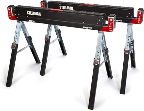 Tréteaux pliants Steelman avec table de travail réglable – lot de 2