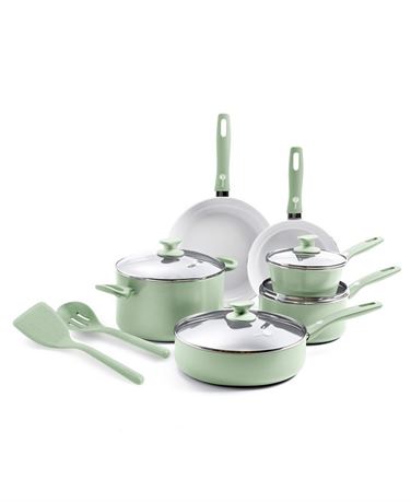 Ens. 12 pcs - batterie céramique antiadh. GreenPan Dover - verte