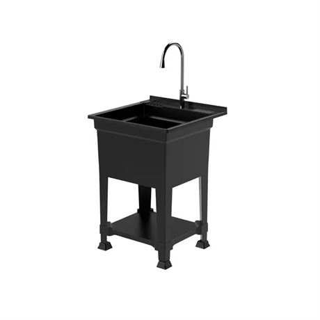 Cuve lessive/utilitaire autoportante 24 x 24 x 35 po noir
