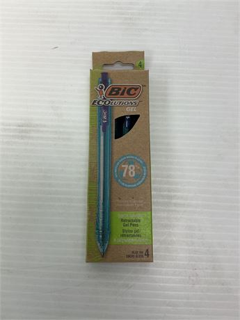 Stylos gel BIC Ecolutions bleu rétractable (paquet de 4)
