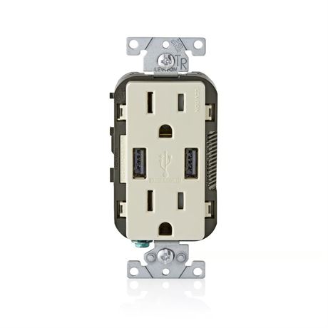 Prise USB Leviton duplex amande 15A