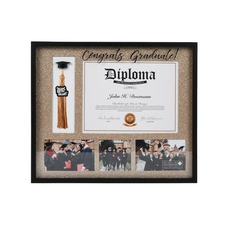 Décor mural Congrats Grad diplôme collage brillant 18 x 15,5 x 0,99 po