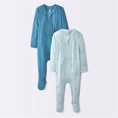 Paquet 2 6-9 MOIS dormeuses tricycles modal manches longues bébé garçons à pieds