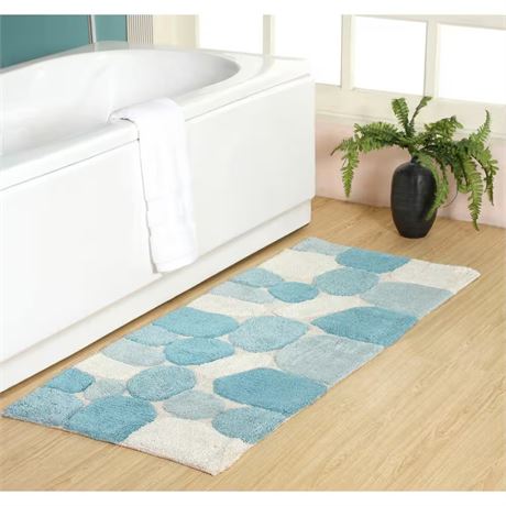 Tapis chemin salle de bain Pebbles aigue-marine 24 x 60 po