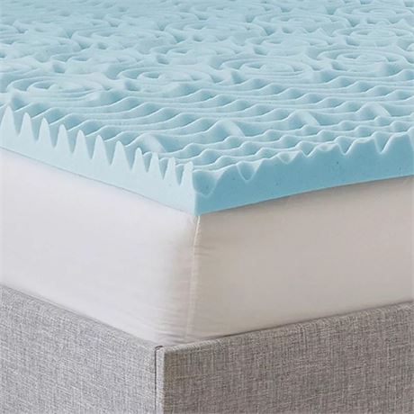Surmatelas FULL (SIMPLE) BodiPedic 1,5 po 5 zones infusé gel, bleu