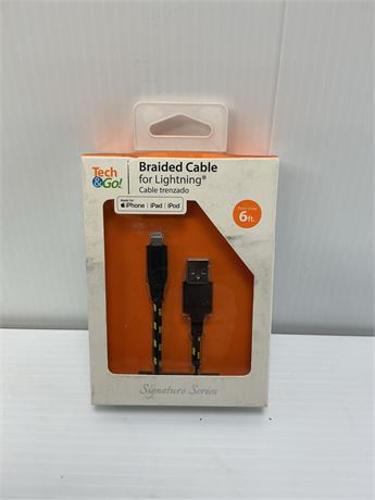 Câble tressé TG4 Lightning 6 pi noir à points jaunes