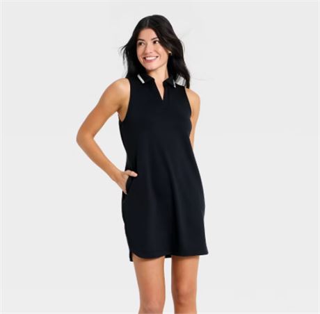 S - Robe à col Airy Sleek femmes All In Motion - noir jais