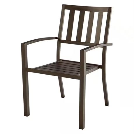 Chaise patio empilable taupe foncé acier à lattes