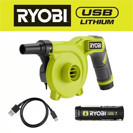Gonfleur sans fil Ryobi USB Lithium avec batterie 2,0 Ah