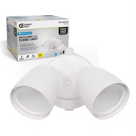 Projecteur DEL ext. Commercial Electric double tête capteur crépuscule blanc