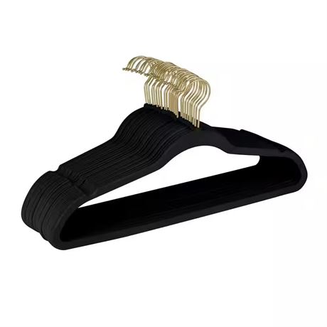 Cintres velours noir crochets or (25 pcs)