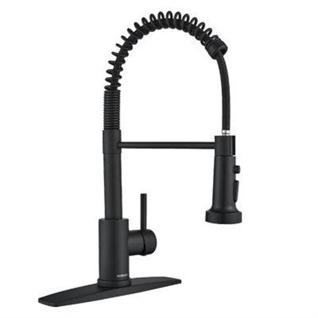 Robinet cuisine FORIOUS 1 poignée douchette + accessoires, noir | Wayfair