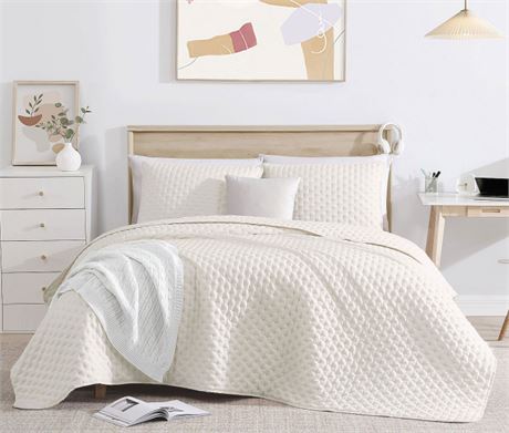 SIMPLE - À LAVER - Ens. 2pcs courtepointe Swift Home bulle gaufré