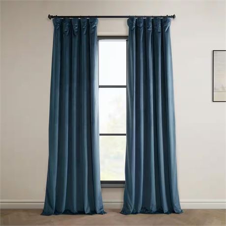 1 panneau - Rideau velours bleu Avalon 50 x 84 po occultant