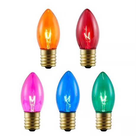 8-Pack Multi Colored Incandescent C9 Replacement Bulbs
